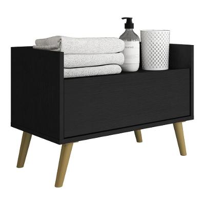 Gabinete Armário Banheiro 60Cm Retrô Multimóveis V3624 Preto/Natural Preto/Natural