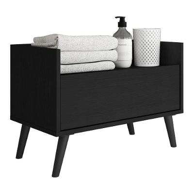 Gabinete Armário Banheiro 60Cm Retrô Multimóveis V3624 Preto Preto