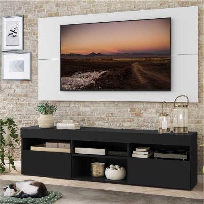 Rack Painel TV 65'' 2 portas Multimóveis Preto Branco