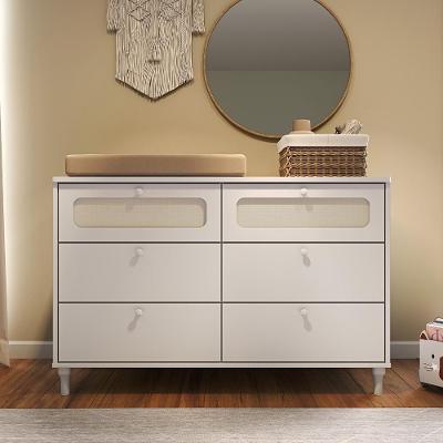 Cômoda Infantil Fofura Rattan 6 Gavetas Provençal Divicar Branco