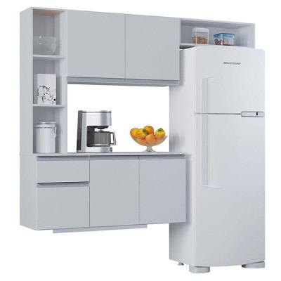 Cozinha Suspensa Com Balcão Mel 163 Cm Branco– Poquema