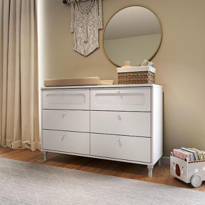 Cômoda Infantil Fofura 6 Gavetas Estilo Provençal Divicar Branco