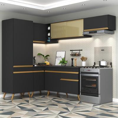 Cozinha Completa De Canto Veneza Gb Mp2051 Com Armário E Balcão Preta