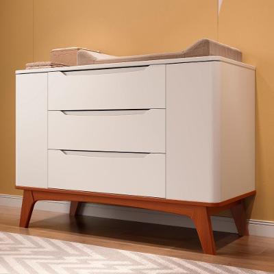 Cômoda Infantil Canto Redondo 3 Gavetas E 2 Portas Sambalelê Branco