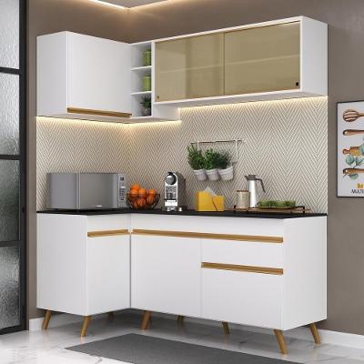 Cozinha Compacta De Canto Veneza Gw Mp2056 Com Armário E Balcão Branca