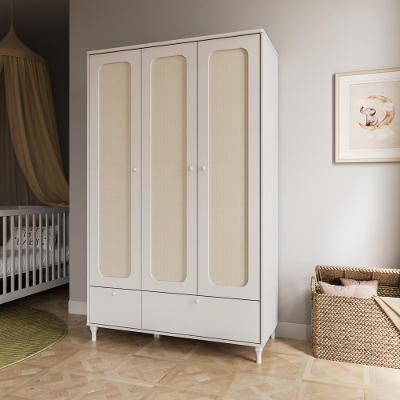 Guarda Roupa Infantil Branco Rattan Provençal Fofura Divicar Branco