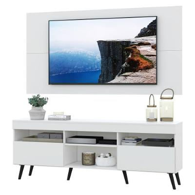 Rack Com Painel E Suporte Tv 65" Retrô Londres Multimóveis V3347 Branco/Preto Branco/Preto