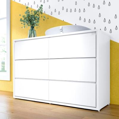 Cômoda Infantil 6 Gavetas Coleção Wood Divicar Branco