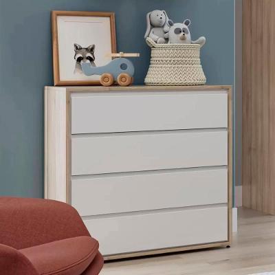 Cômoda Infantil 4 Gavetas Moderna Coleção Sol E Mar Branco Carvalho Treviso