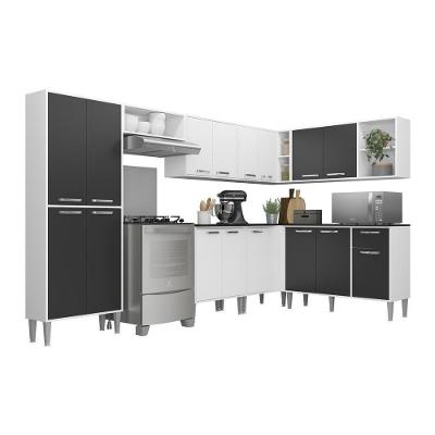 Armário De Cozinha Completa 8 Peças Xangai Soul Multimóveis Branco/Preto Branco/Preto