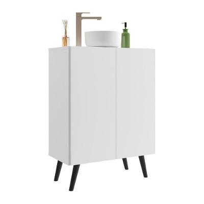 Gabinete Banheiro 2 Portas Retrô 63Cm Multimóveis V5006 Branco/Preto Branco/Preto