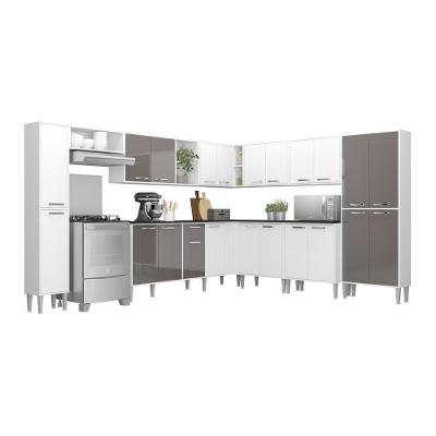 Armário De Cozinha Completa 11 Peças Xangai Pop Multimóveis Branco/Lacca Fumê Branco/Lacca Fumê