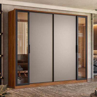 Guarda Roupa Casal Laredo Ambiente Nogueira Nude Prime Tx Flex Com Vidro Reflecta Demóbile - Demartêz