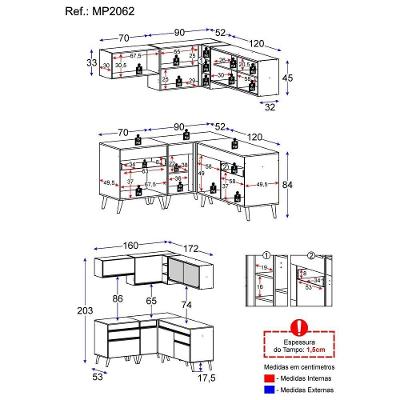 Cozinha Completa De Canto Veneza Gw Mp2062 Com Armário E Balcão Branca