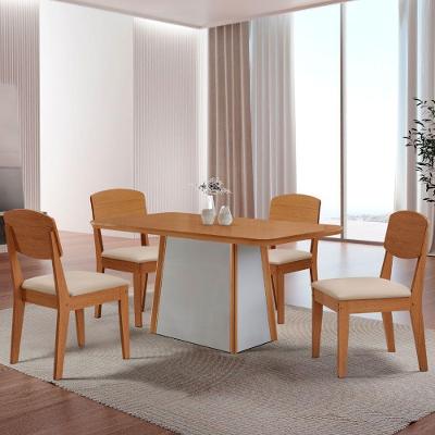 Mesa De Jantar Diane 120cm Tampo Mdf Lam 4 Cadeiras Copper Moderna Veludo Creme Naturale Off White
