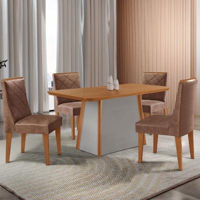 Mesa De Jantar Diane 120cm Tampo Mdf Lam 4 Cadeiras Isadora Moderna Tork Naturale Off White