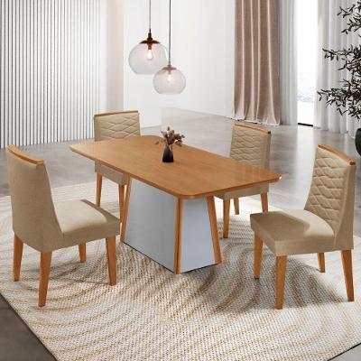 Mesa De Jantar Diane 120cm Tampo Mdf Lam 4 Cadeiras Eloise Moderna Turim 07 Naturale Off White