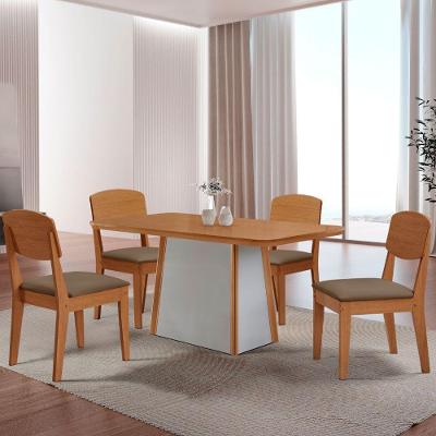 Mesa De Jantar Diane 120cm Tampo Mdf Lam 4 Cadeiras Copper Moderna Veludo Capuccino Naturale Off White