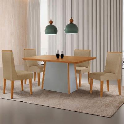 Mesa De Jantar Diane 120cm Tampo Mdf Lam 4 Cadeiras Lisboa Moderna Turim 07 Naturale Off White