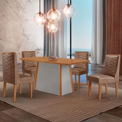 Mesa De Jantar Diane 120cm Tampo Mdf Lam 4 Cadeiras Safira Moderna Tork Naturale Off White
