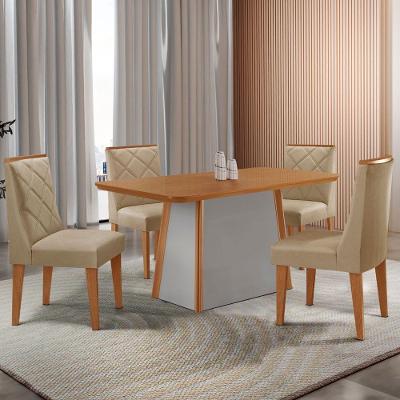 Mesa De Jantar Diane 120cm Tampo Mdf Lam 4 Cadeiras Isadora Moderna Turim 07 Naturale Off White