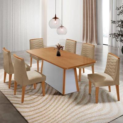Mesa De Jantar Diane 180cm Tampo Mdf Lam 6 Cadeiras Eloise Moderna Turim 07 Naturale Off White