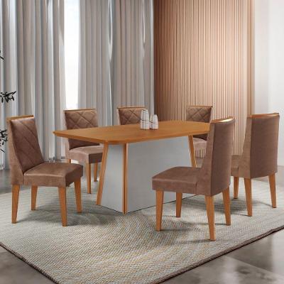 Mesa De Jantar Diane 180cm Tampo Mdf Lam 6 Cadeiras Isadora Moderna Tork Naturale Off White