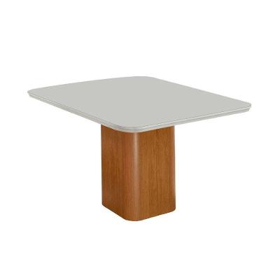 Mesa Jantar Eloise 90cm Tampo Mdf Vidro Canto Copo Moderna Naturalle Off White Serigrafia