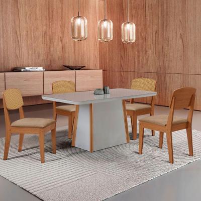 Mesa Jantar Diane 120cm Tampo Mdf Vidro 4 Cadeiras Copper Prem Moderna Turim 07 Naturale Serigrafia Off White