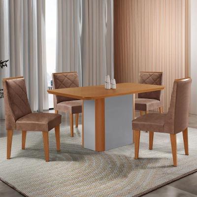 Mesa De Jantar Isadora 120 Tampo Mdf Laminado 4 Cadeiras Isadora Tork Naturale Off White