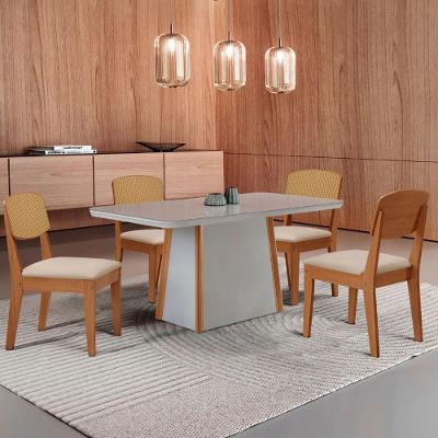Mesa Jantar Diane 120cm Tampo Mdf Vidro 4 Cadeiras Copper Prem Moderna Veludo Creme Off Naturale Serigrafia