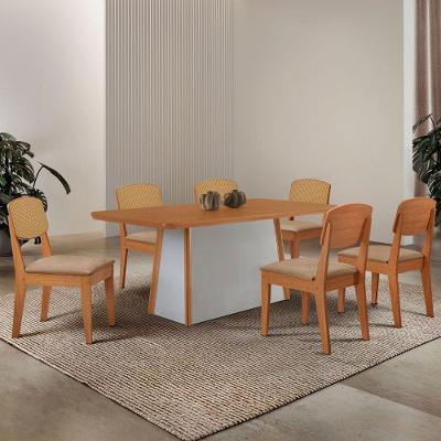 Mesa Jantar Diane 180cm Tampo Mdf Lam 6 Cadeiras Copper Prem Moderna Turim 07 Naturale Off White