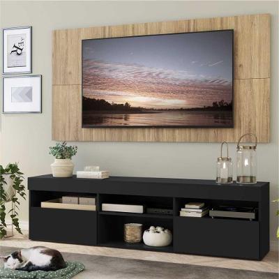 Rack Painel TV 65'' e 2 portas Londres Preto e Rustic