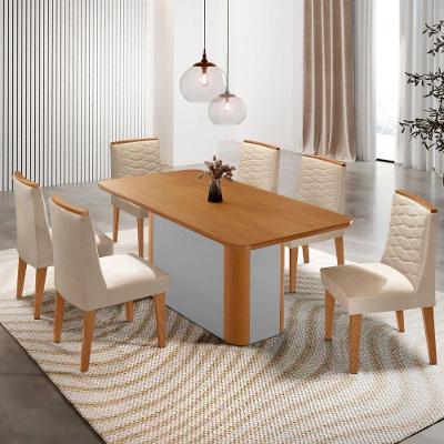 Mesa De Jantar Isadora 180cm Tampo Mdf Laminado Veludo Creme Naturale Off White