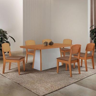 Mesa Jantar Diane 180cm Tampo Mdf Lam 6 Cadeiras Copper Prem Moderna Tork Naturale Off White