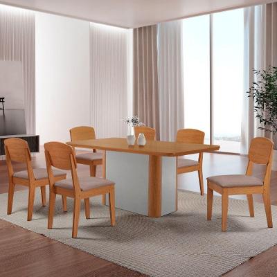 Mesa De Jantar Isadora 180cm Tampo Mdf Laminado Linho Capuccino Naturale Off White