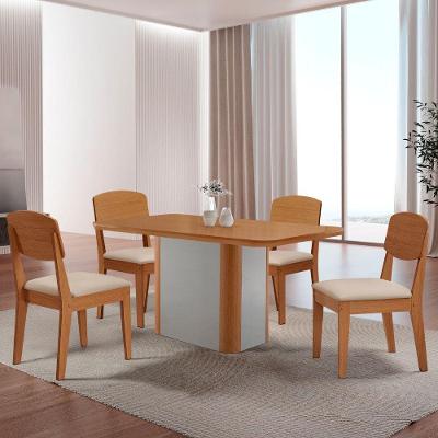 Mesa De Jantar Isadora 120cm Tampo Mdf Laminado Veludo Creme Naturale Off White