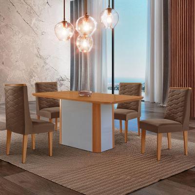 Mesa De Jantar Isadora 120cm Tampo Mdf Laminado Veludo Marrom Naturale Off White