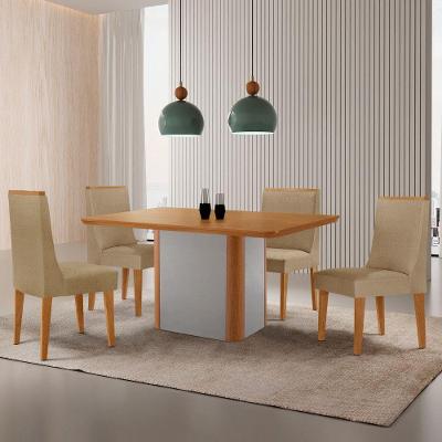 Mesa De Jantar Isadora 120cm Tampo Mdf Laminado Turim 07 Naturale Off White