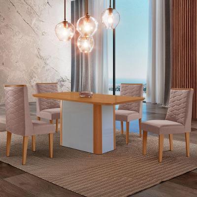 Mesa De Jantar Isadora 120cm Tampo Mdf Laminado Linho Capuccino Naturale Off White