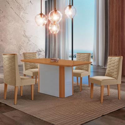 Mesa De Jantar Isadora 120cm Tampo Mdf Laminado Turim 07 Naturale Off White