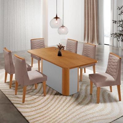 Mesa De Jantar Isadora 180cm Tampo Mdf Laminado Linho Capuccino Naturale Off White