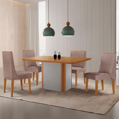 Mesa De Jantar Isadora 120cm Tampo Mdf Laminado Linho Capuccino Naturale Off White
