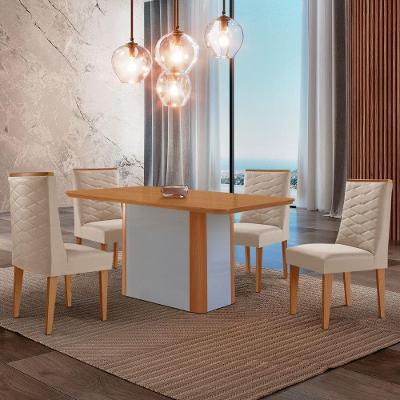 Mesa De Jantar Isadora 120cm Tampo Mdf Laminado Veludo Creme Naturale Off White
