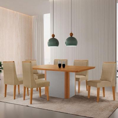 Mesa De Jantar Isadora 180cm Tampo Mdf Laminado Turim 07 Naturale Off White