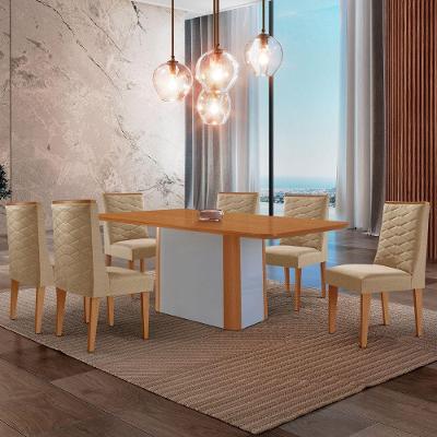 Mesa De Jantar Isadora 180cm Tampo Mdf Laminado Turim 07 Naturale Off White