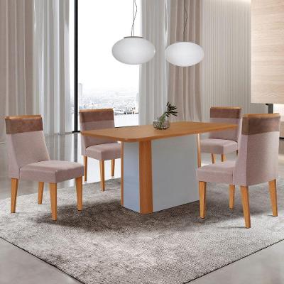 Mesa De Jantar Isadora 120cm Tampo Mdf Laminado Linho Capuccino Tork Naturale Off White