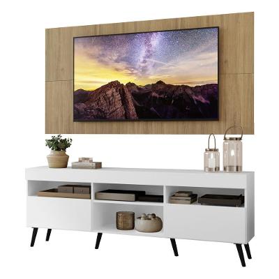 Rack Com Painel E Suporte Tv 65" Retrô Londres Multimóveis V3347 Rustic/Branco/Preto
