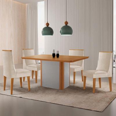 Mesa De Jantar Isadora 120cm Tampo Mdf Laminado Veludo Creme Naturale Off White
