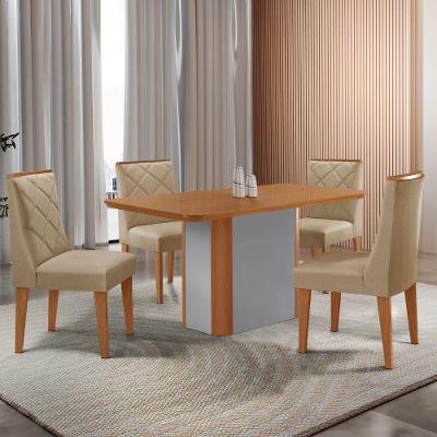 Mesa De Jantar Isadora 120 Tampo Mdf Laminado 4 Cadeiras Isadora Turim 07 Naturale Off White